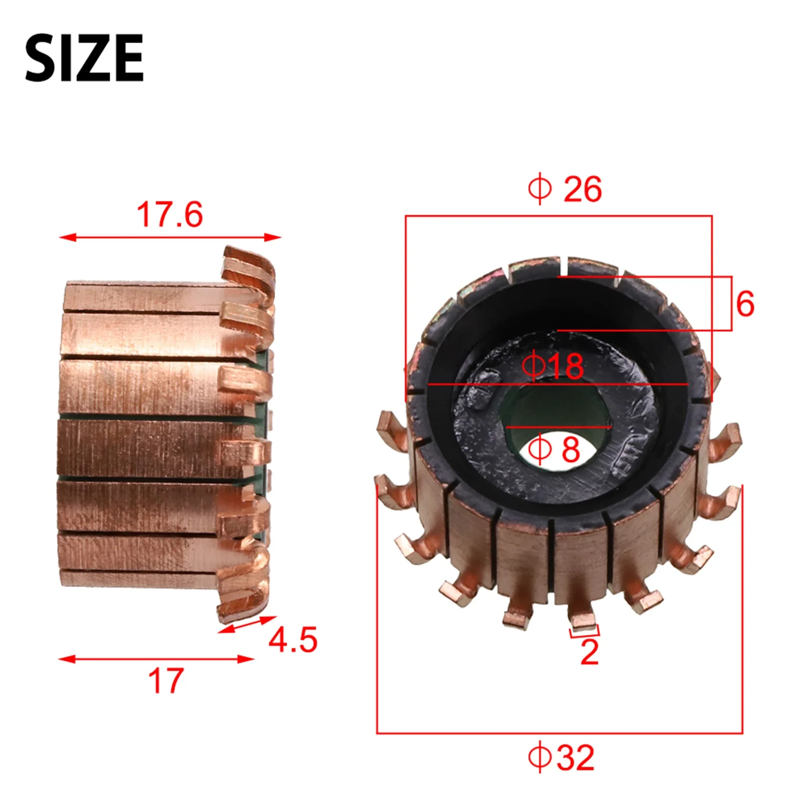 

Ndustrial Robot Parts Motor Commutator 16P Teeth Wear Resistance 50HZ/60HZ 8x26x17.6mm Black Excellent Properties