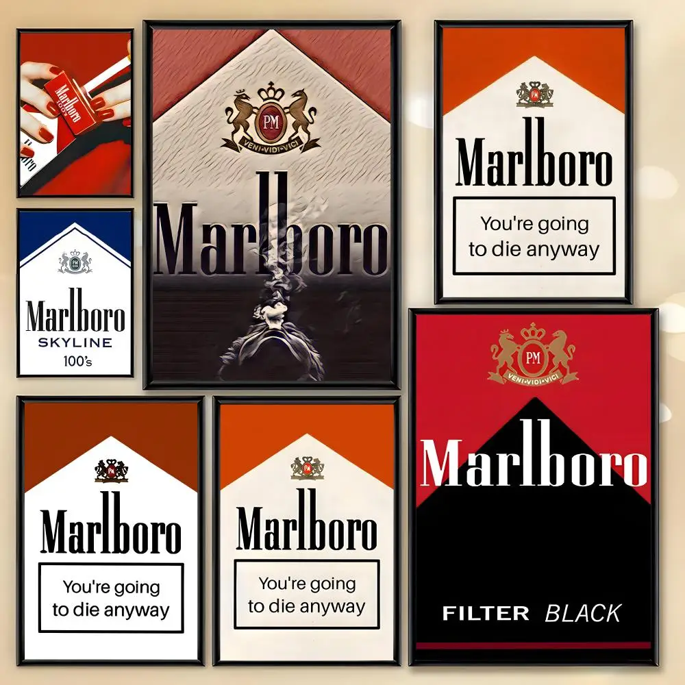 Image of Cigarette-M-Marlboros Poster HD Art Sticky Wall Room Decor Home Wasserdichte ästhetische Dekoration für Zuhause und Bar