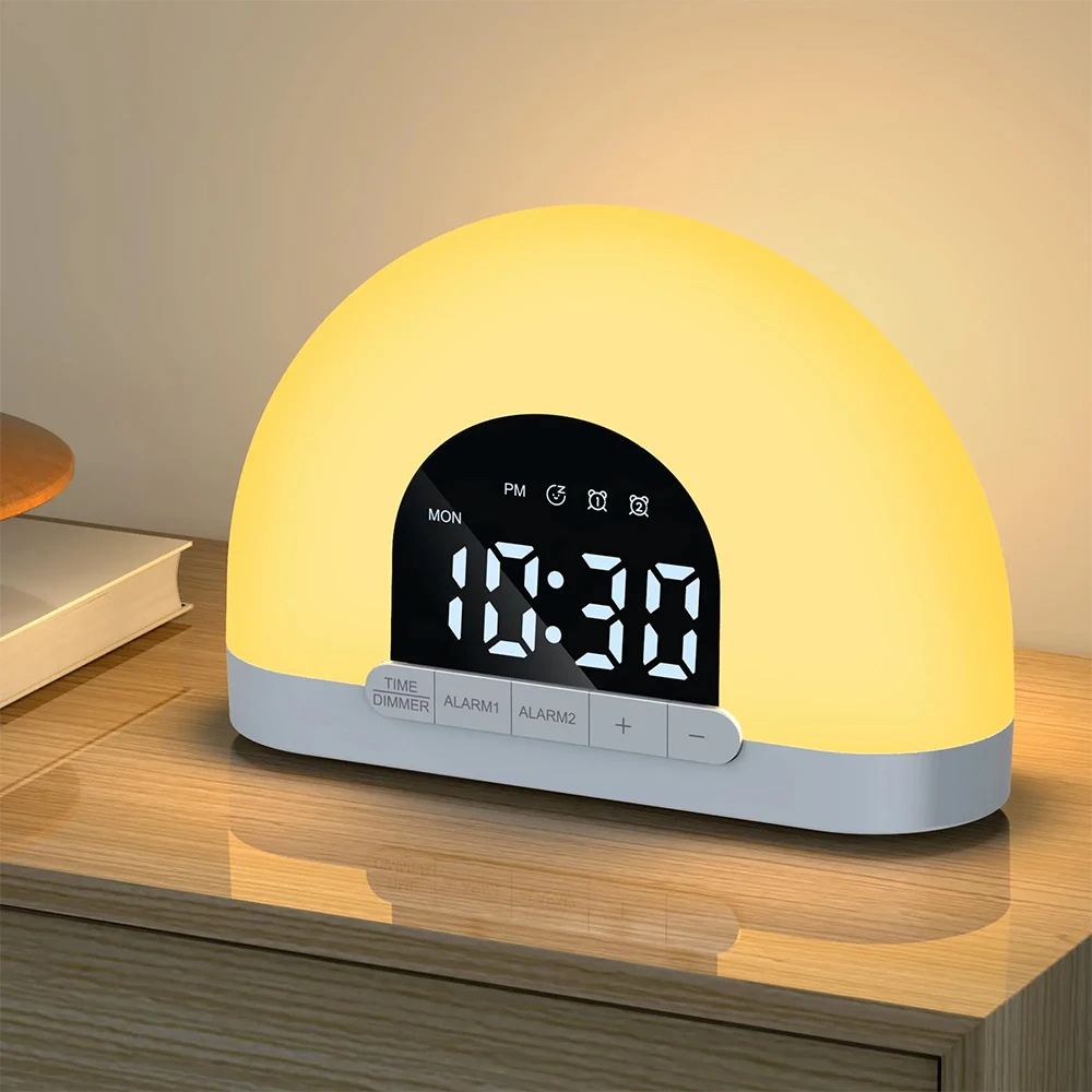 Table clock Wake-Up Light Luminous Fashion Alarm Clock with BEEP Ringtone Batteries Atmosphere Light Electronic Night Light Home