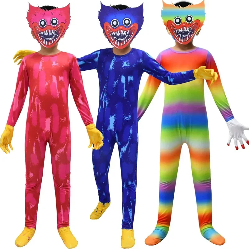 2024 Huggy Wuggy Halloween Kostuums Voor Kinderen Jongens Anime Cosplay Bodysuit Meisjes Grappige Feestkleding Kinderen Jumpsuits