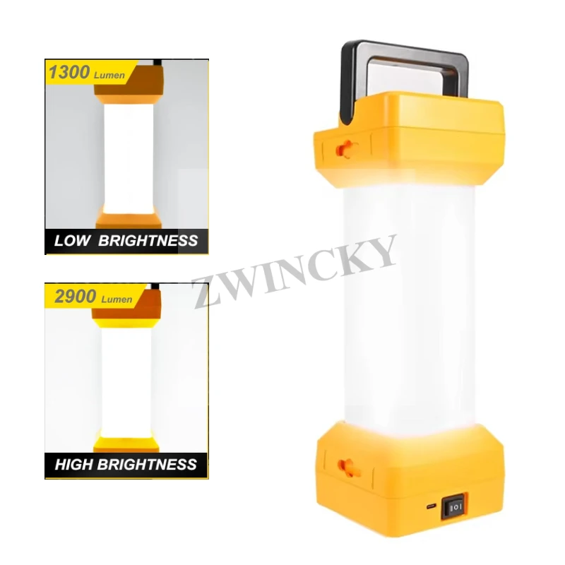 Led Light For Dewalt 18V Battery Portable Spotlights Cordless Outdoor Work Fishing Handheld Emergency Tool Light Hanging Lantern