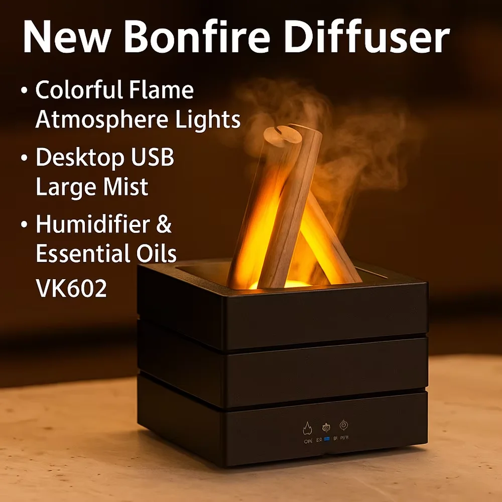 

Flame Humidifier Fragrance Diffuser Aroma Humidifier Aromatherapy Essential Oil Diffuser with Night Light and Remote Control
