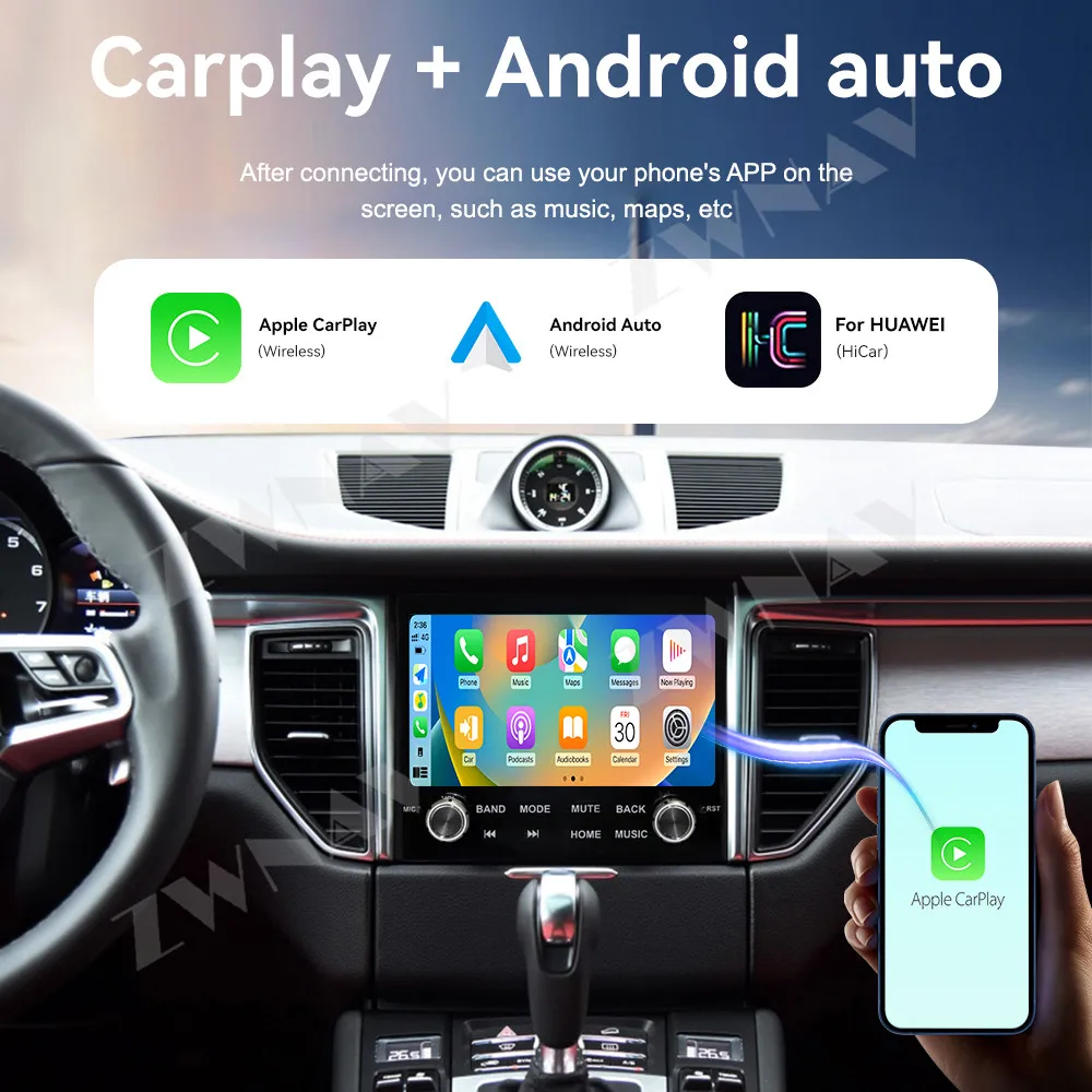 

Автомобильный радиоприемник CarPlay с 7-дюймовым сенсорным экраном для Porsche Macan 2014-2017 Android 14 GPS-навигация Автомобильный мультимедийный плеер Головное устройство авто