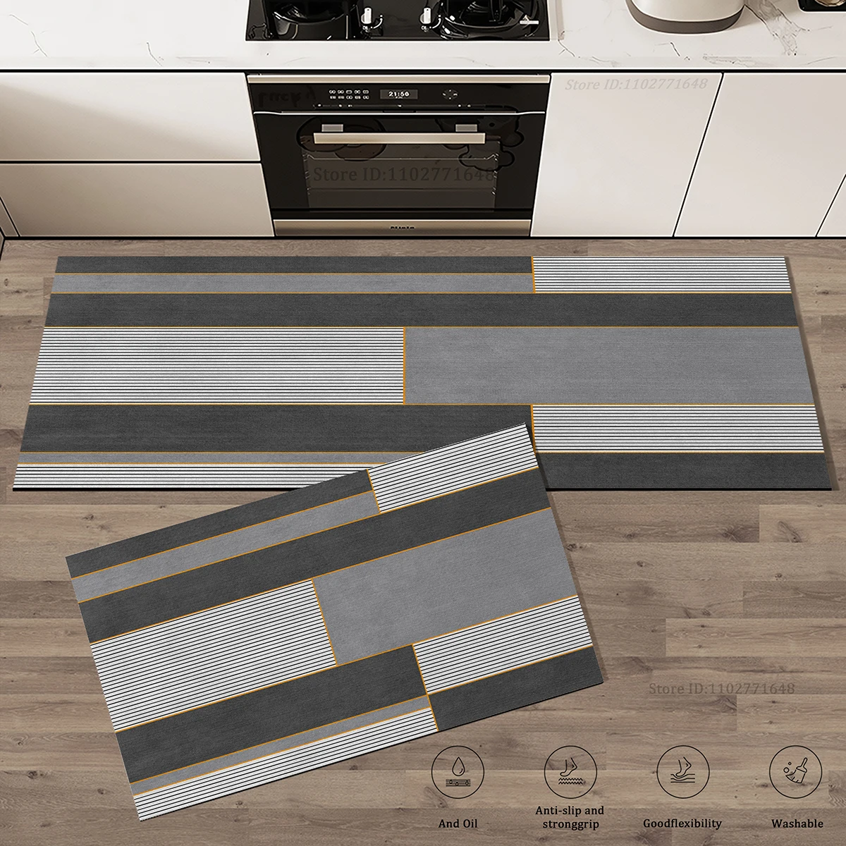 Kitchen Geometric Carpet Light Color Entrance Mat Simple Absorbent Non-Slip Doormat Rug Outdoor Indoor Durability Washable Rugs