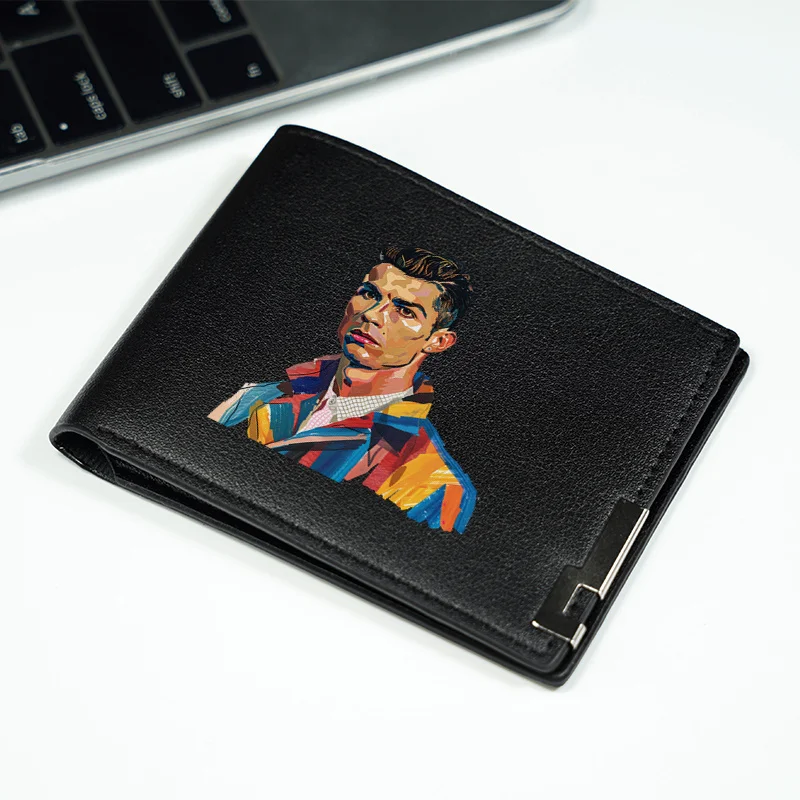 CRISTIANO RONALDO PORTRAIT МУЖСКИЙ КОЖАНЫЙ КОШЕЛЕК ИЗ ПУ Тонкий БИЗНЕС-СТИЛЬ ДЕНЬ ИСПОЛЬЗОВАНИЕ СВЕТЛОЕ МОДНЫЕ АКСЕССУАРЫ