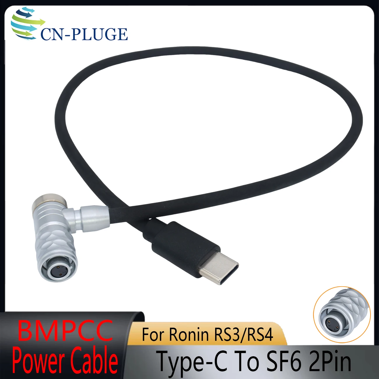 USB Type-C To SF6 2Pin Female Plug For DJI Ronin RS3/RS4 To Blackmagic BMPCC 4K/6K Power Cable,