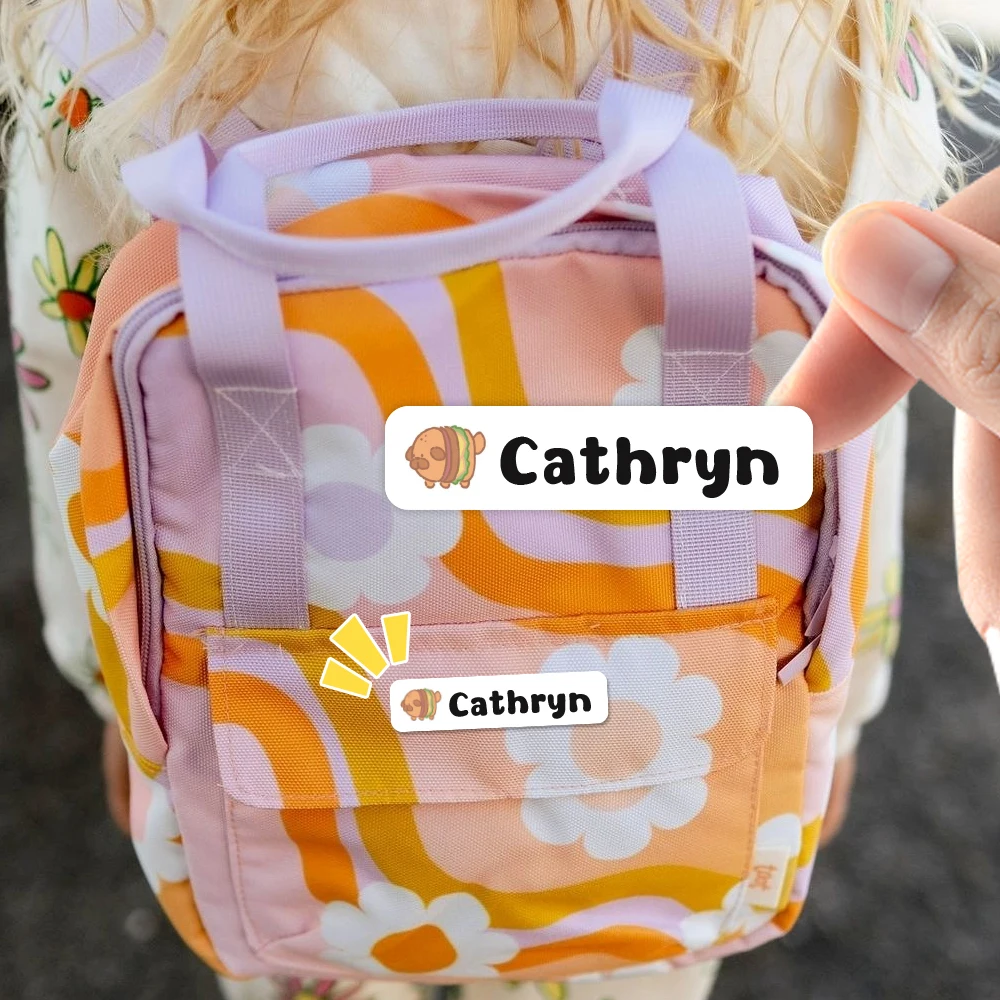 Custom Cartoon Name Sticker,Transparent DIY Birthday Gift Stickers for Kids Name Labels for School Bag Bottles Box Mug Uniform view 2