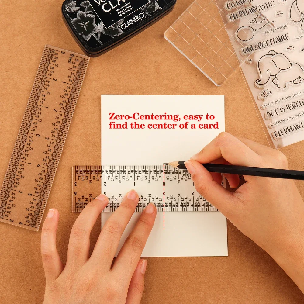 مساطر أكريليك شفافة مقاس 6 بوصات أو 12 بوصة مسطرة تركيز صفر لمزيد من عد علامات القراد وصناعة البطاقات أدوات مثالية بحجم مناسب للسفر