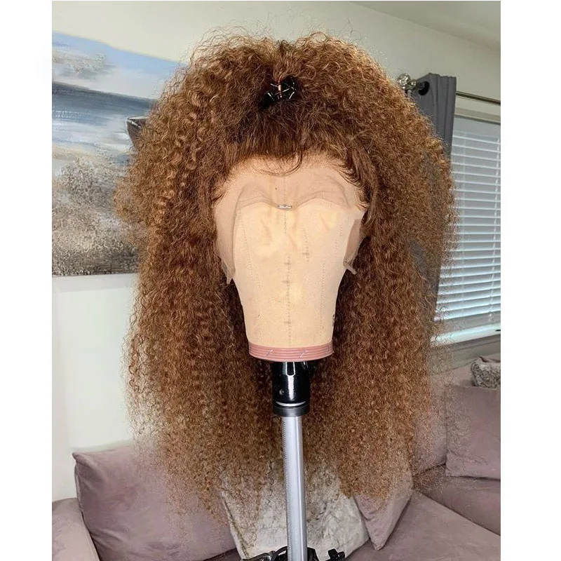 لينة براون شقراء 180 الكثافة 26 "طويل غريب مجعد عميق الدانتيل شعر مستعار أمامي للنساء السود شعر الطفل شعري طبيعي قطعها يوميا