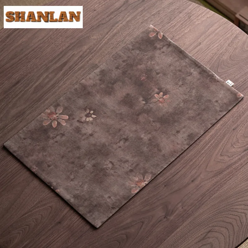 Chinese Zen Woven Brocade Tea Table Mats Japanese Drink Coaster Household Dinner Table Cloth Mat Teaset Supplies Ornaments