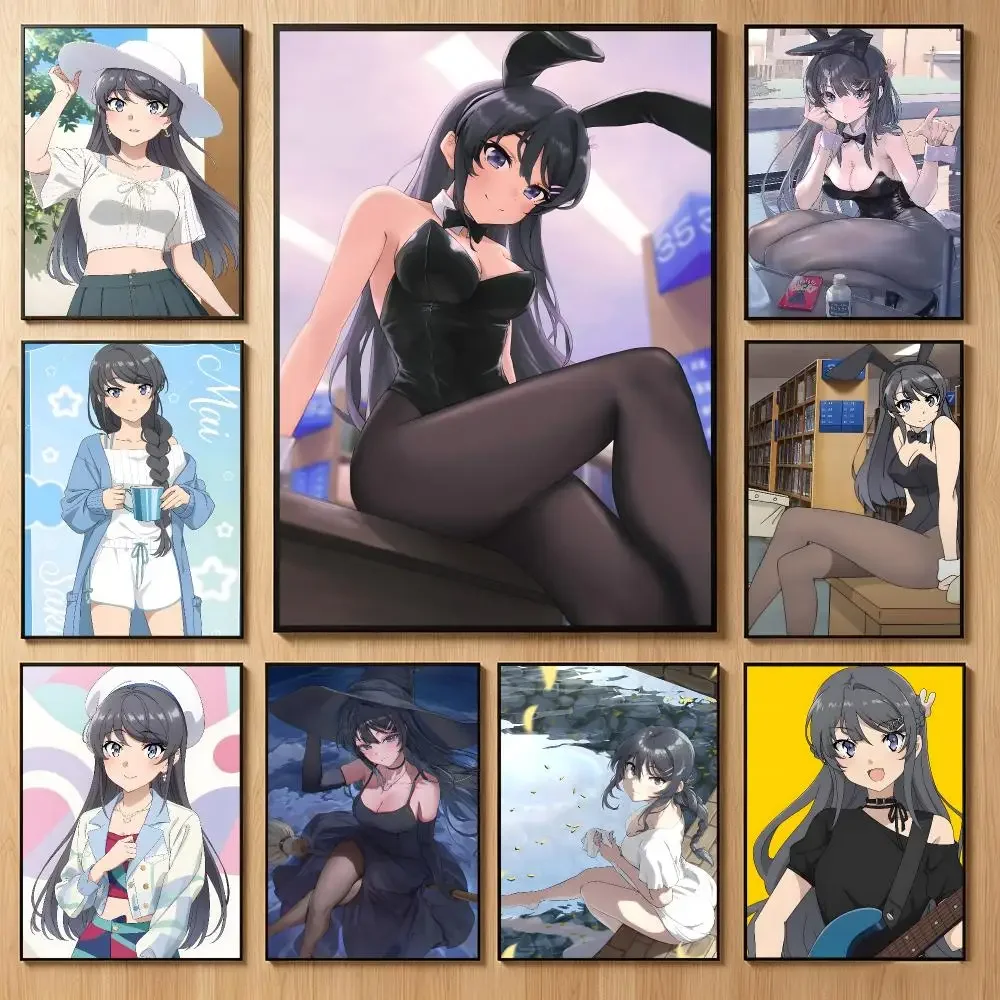 Sweet Youth Anime R-Rascal Does Not Dream of Bunny Girl Senpai Poster Classic Wall Sticker for Living Room Bar Decor Gift