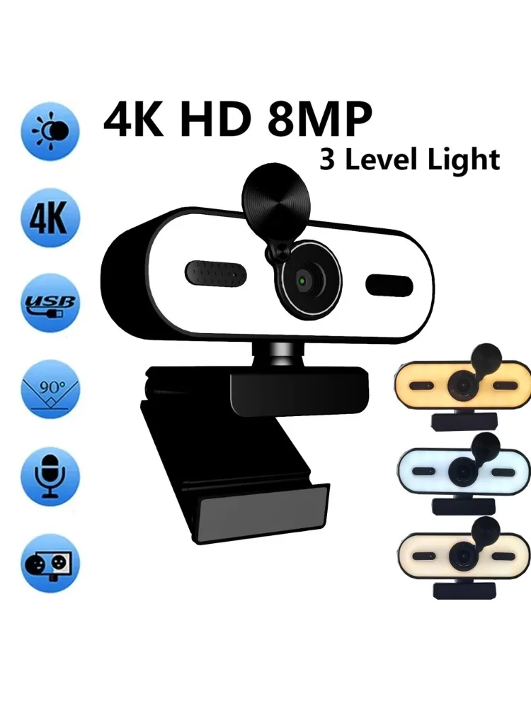 Mini kamera internetowa 4K 2K 1080P HD do laptopa PC z autofokusem 30 FPS Kamera internetowa USB z mikrofonem redukującym szumy i osłoną chroniącą prywatność Przenośna kamera internetowa — zdjęcie produktu 7