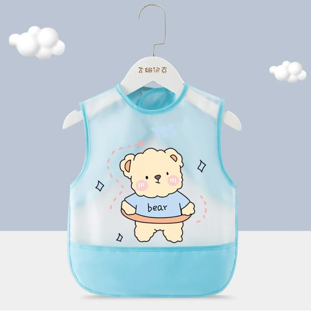 Cartoon Pattern Eating Bibs Bear Rabbits Anti-dirty Children Apron Waterproof Sleeveless Children Protective Clothing Children