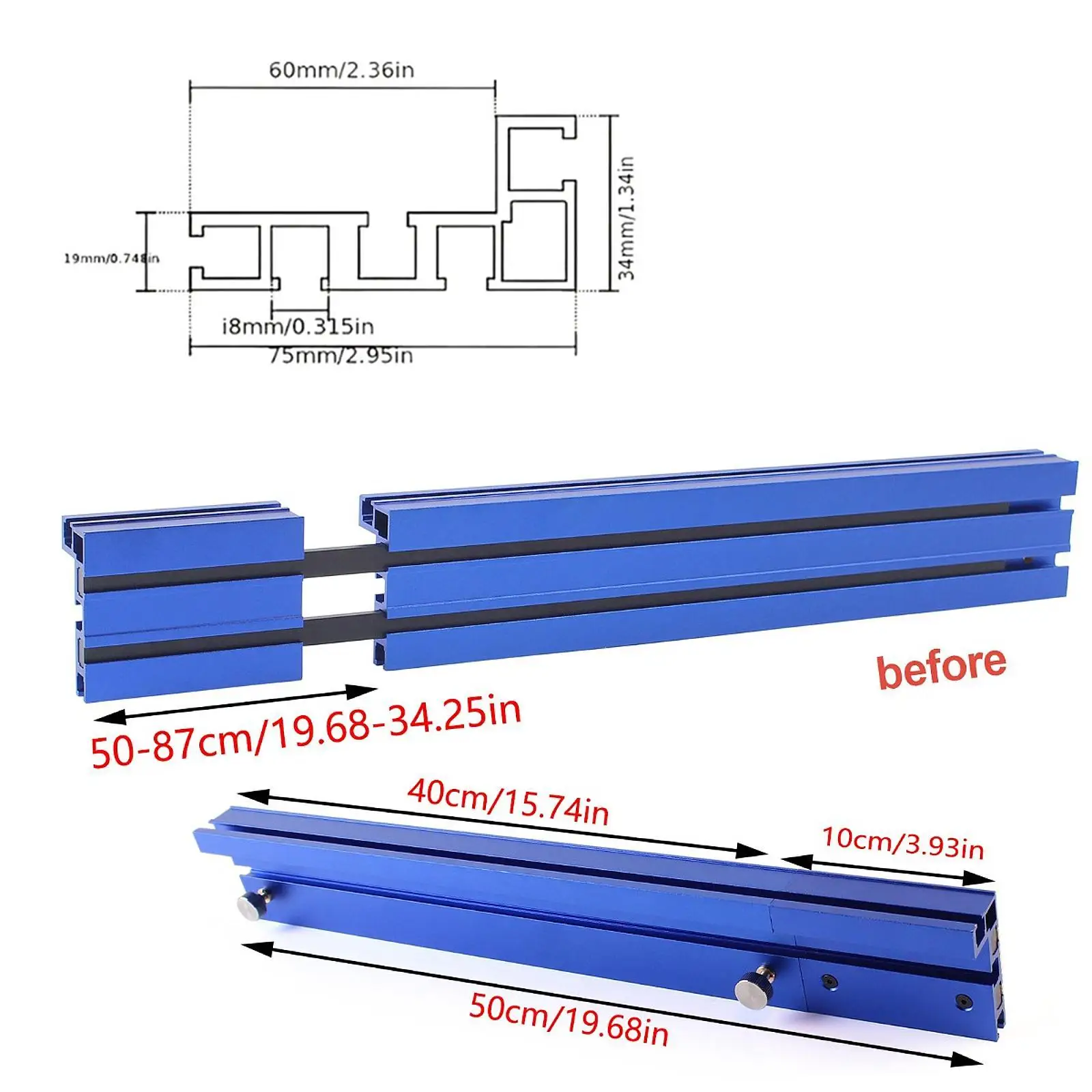 Sistem Pagar Meja Router, Pelindung Pemotong Profil, Pagar Bor Aluminium,