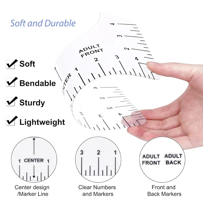 DIDI Tshirt Ruler Guide For Vinyl Alignment, T Shirt Rulers To Center Designs, Measurement Template, Craft Sewing Supplies