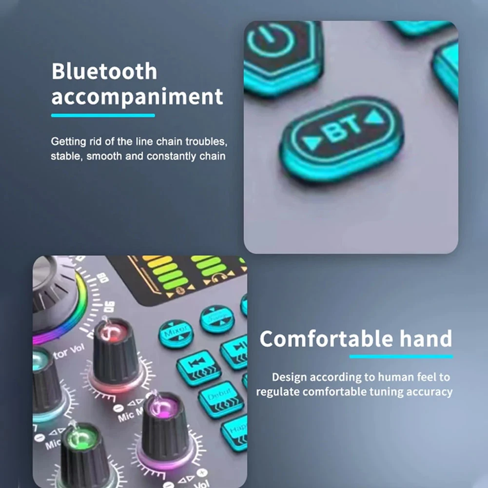 

Professional Podcast Live Sound Card DJ Mixer Audio Mixer Equipment For PC Recording Singing Streaming Gaming-ABVP