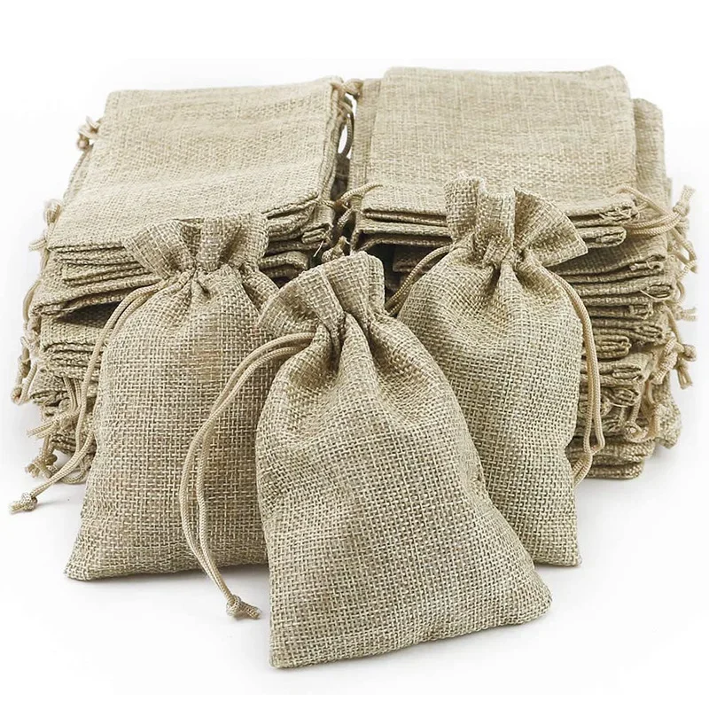 5/10Pcs Burlap Gift Bags with Drawstring Jute Bags Linen Sacks Storage Bags Burlap Bag for Wedding Favors Party Jewelry Pouches