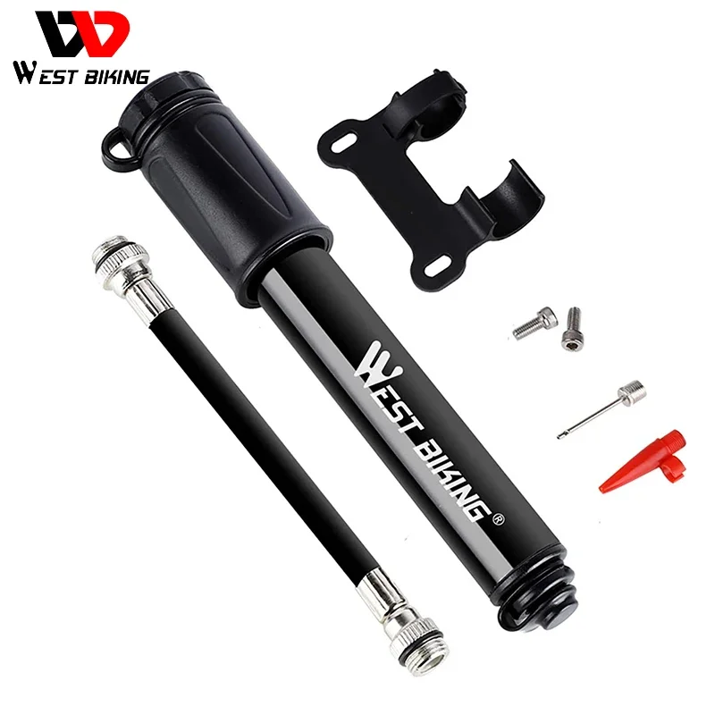 

WEST BIKING Hand Mini Bicycle Pump Tire Air Inflator Schrader Presta Valve Ball Needle Hose MTB Accessories Portable Bike Pump