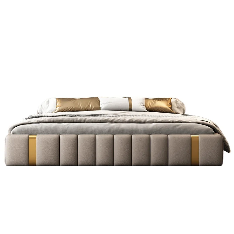 

Genuine Leather Wooden Frame Light Bed Frame Storage for Master Bedroom for Hotels
