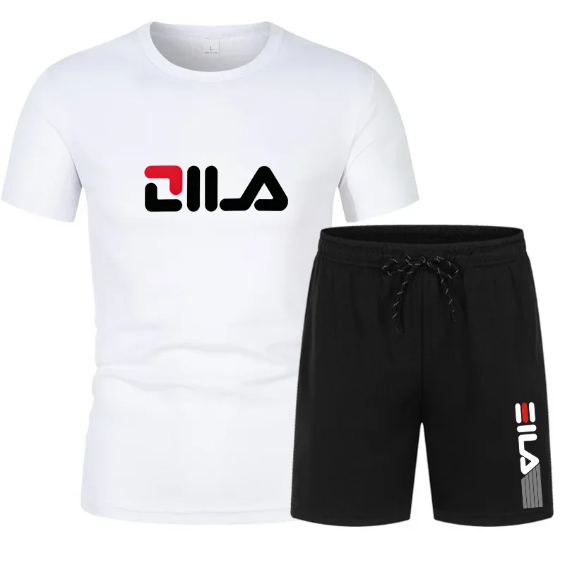 Summer Casual Pants + Short-Sleeved Shirts - Breathable and Loose Sports Outfit - Comfortable Fitness Basketball Pants