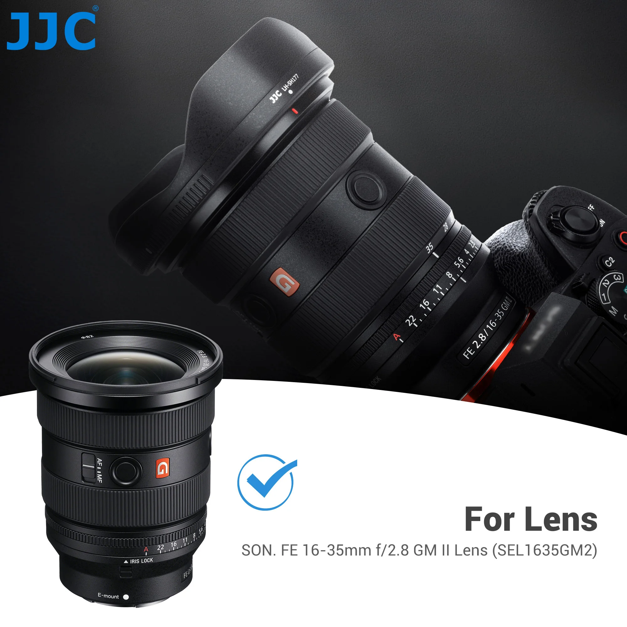 JJC Bayonet Reversible Lens Hood Shade for Sony FE 16-35mm f/2.8 GM II lens SEL1635GM2, Replaces Sony ALC-SH177 Lens Hood