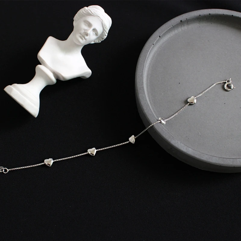 Hot Selling Love S925 Sterling Silver Glossy Heart Bracelet Women Elegant Fashion Luxurious Boutique Jewelry