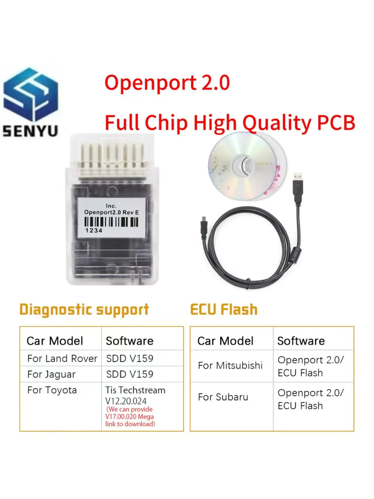 2026 Neues Openport 2.0 ECU FLASH Chip-Tuning-Tool Vollchip OBD2 Scanner für Toyota Open Port OBDII Anschluss Auto-Diagnosegerät