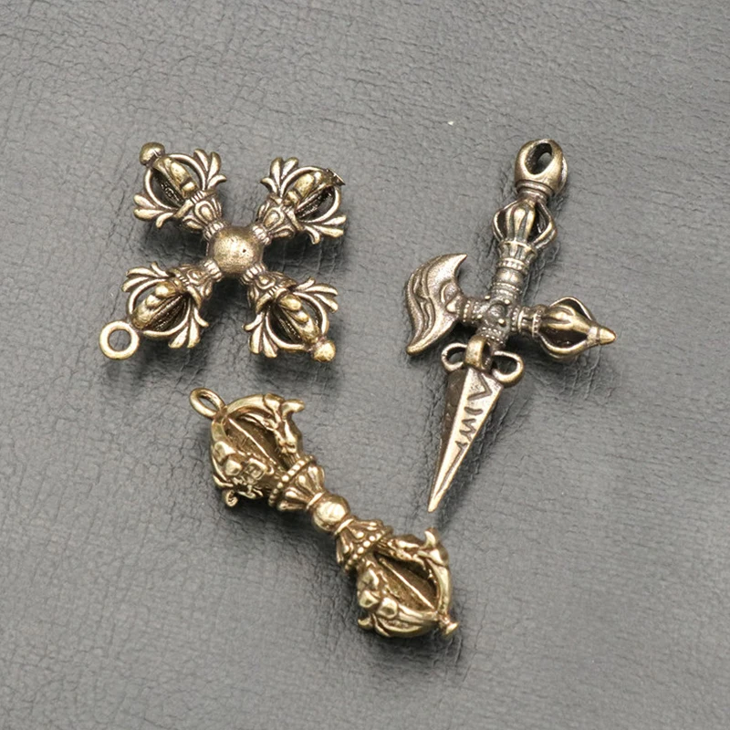 C Handcraft Pendant Vintage Solid Religious Pestle Prayer Pendants Nepal Tibetan Handcraft Buddhist Vajra Pestle Copper Crafts