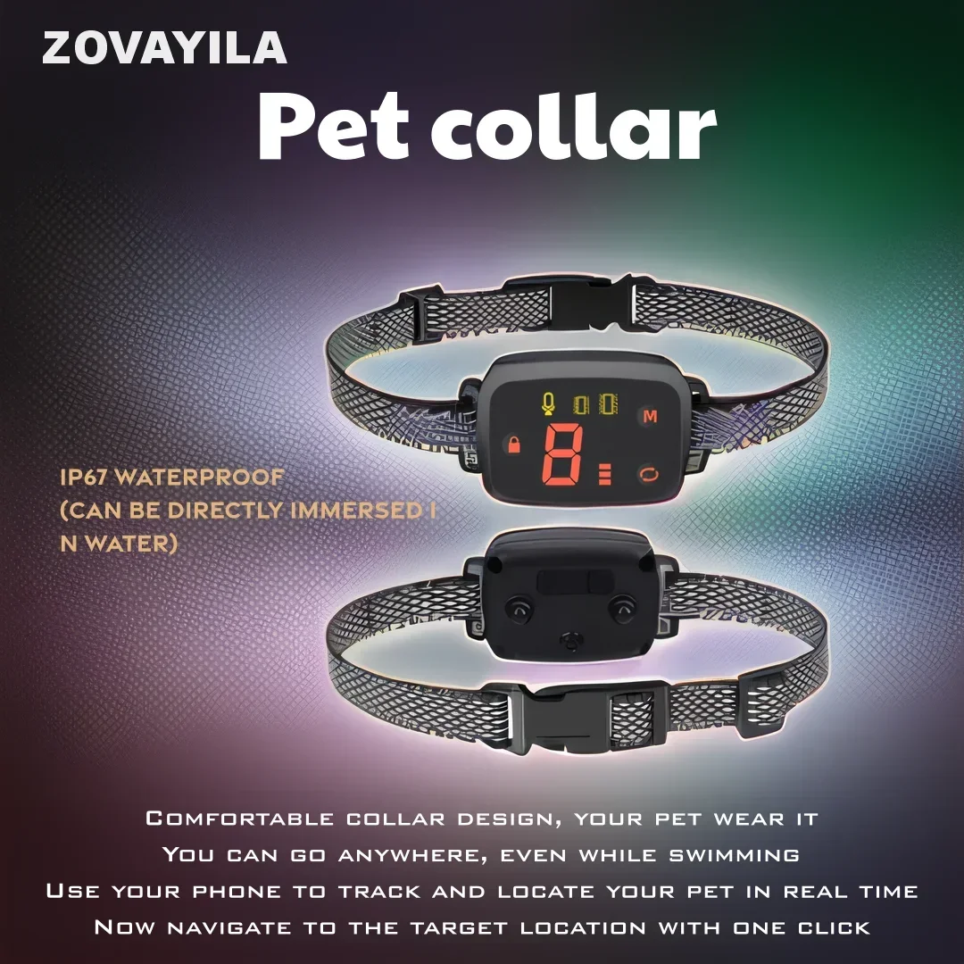 Smart Vibration Training Collar, Dog Training Collar, Waterproof Digital Display, Touch Charging, Color Screen, Pet