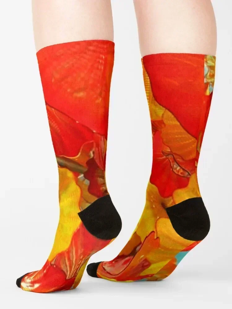 Chihuly Art Red And YellowA-line Dress Socks man colored custom Hiking boots Socks For Girls Men's