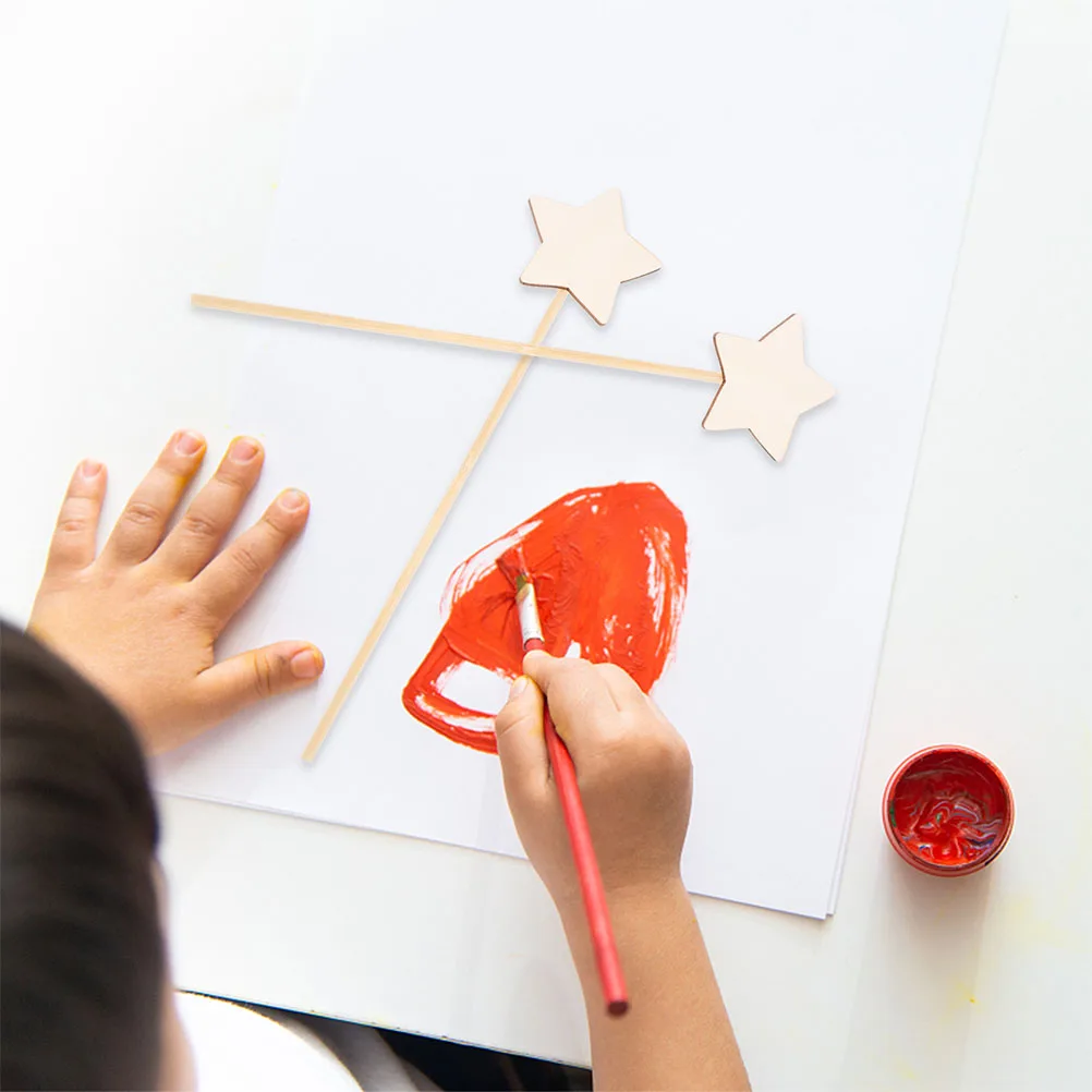 Star Wooden Painting Fairy Sticks Fairy Sticks Stick Star Shaped Princess Star-Shaped Toys Children DIY