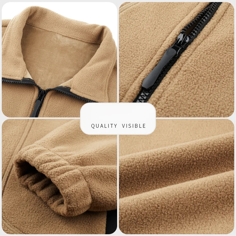 Autumn and Winter Daily Commuter Coat, Loose Zip Stand Collar Warm Jacket, Velvet Top, White Men\'s Casual Jacket