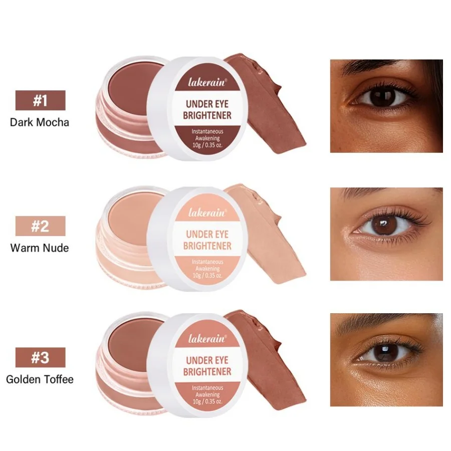 3 Colors Under Eye  Brightening Cream Moisturizing Conceal & Brighten Dark Circles Nourishes Eye Skin Professional Face Makeup
