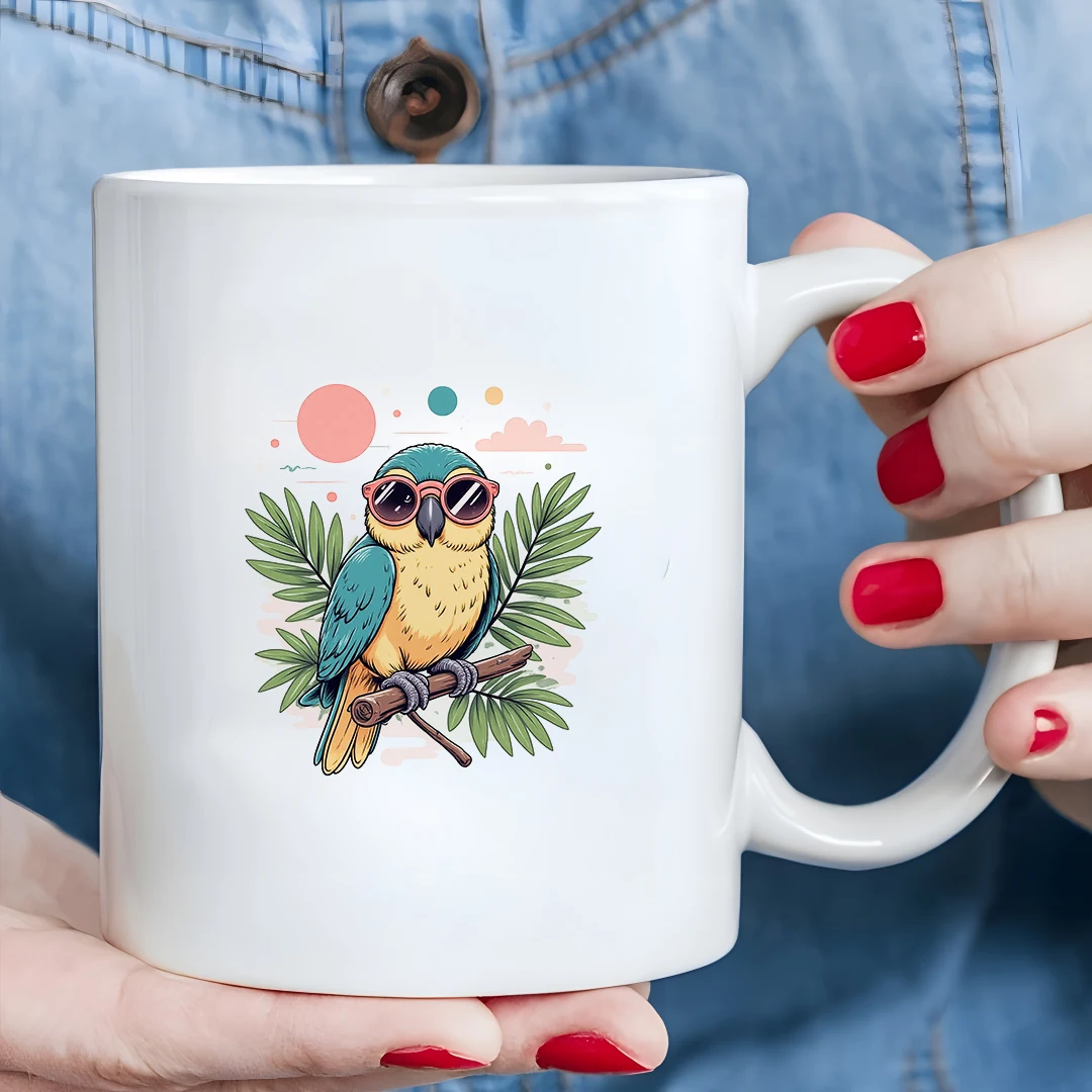 

11oz Parrot Cartoon Cup + Stylish Kids Cold & Hot Beverage Cup Christmas Family Office Gift