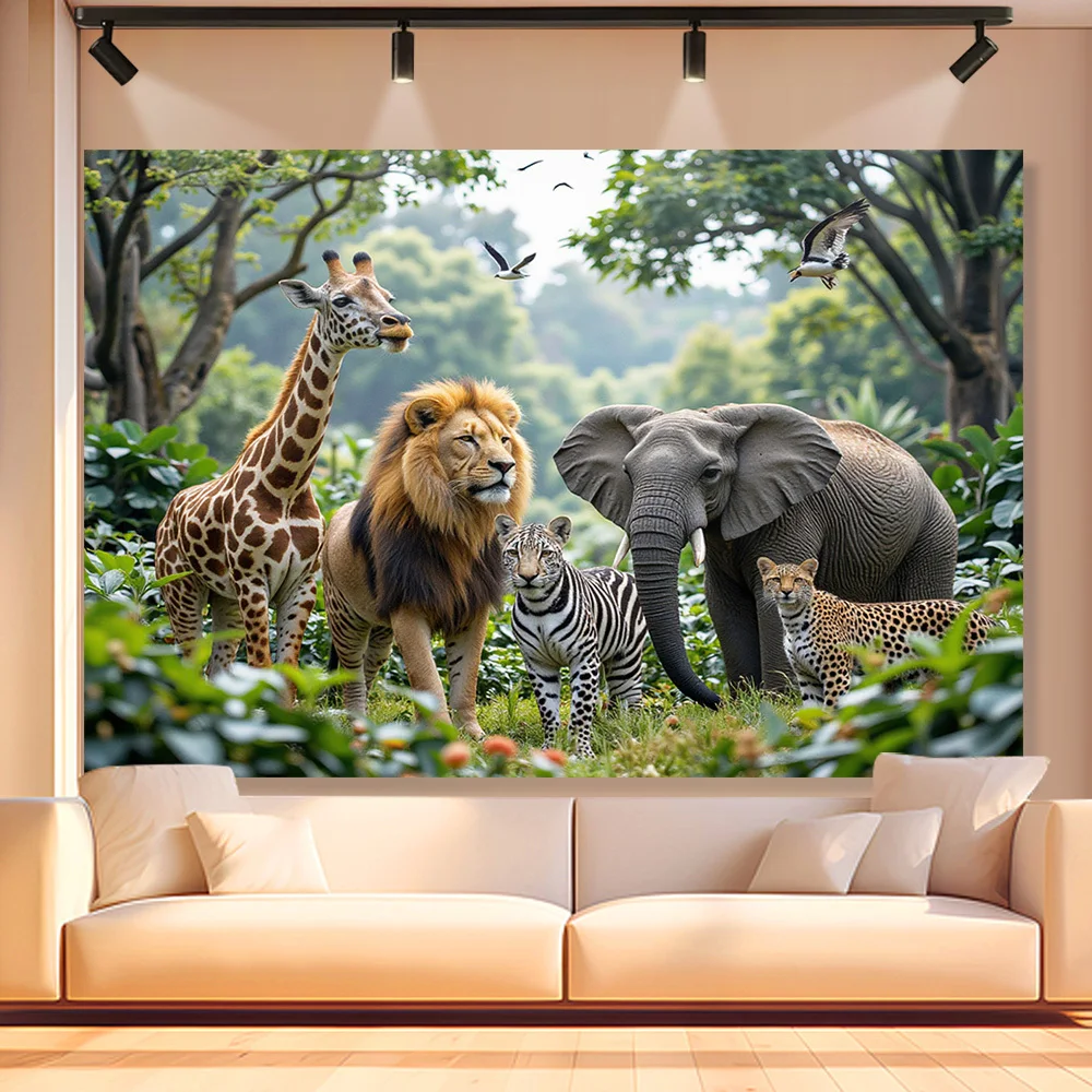 Tapisserie de la faune Savannah – Animaux majestueux en habitat naturel pour la décoration de la maison et la beauté esthétique, parfaite pour n'importe quel pièce