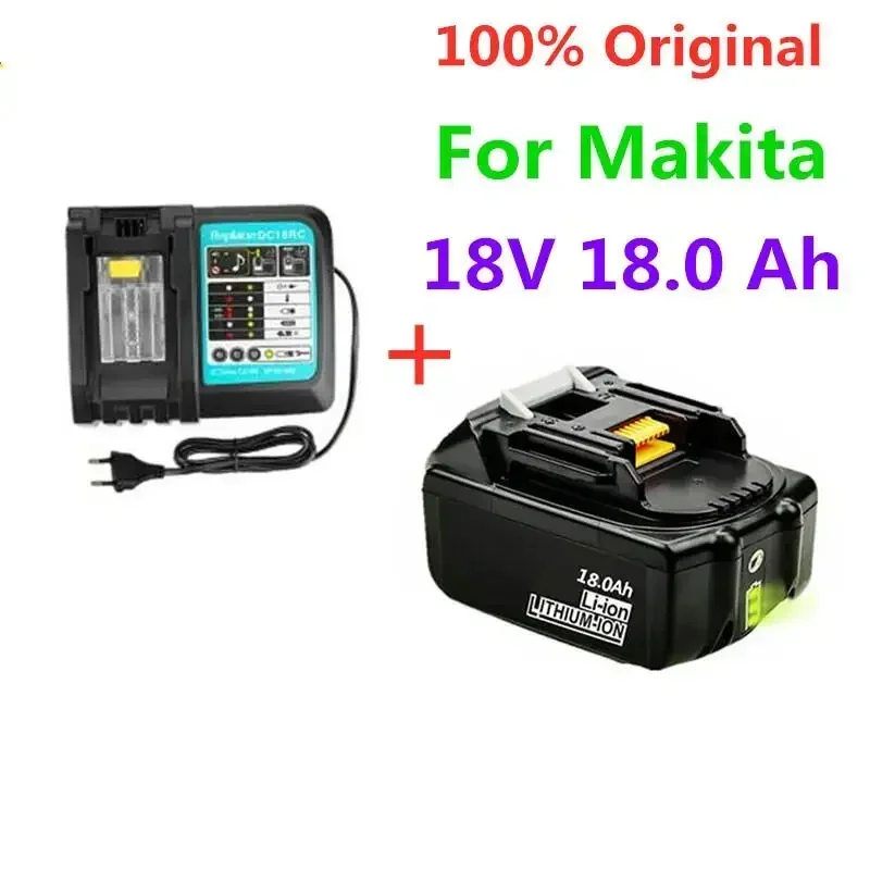 2022  New 18V 18.0Ah Battery 8000mAh Li-Ion Battery Replacement Power Battery for MAKITA BL1880 BL1860 BL1830battery+ Charger