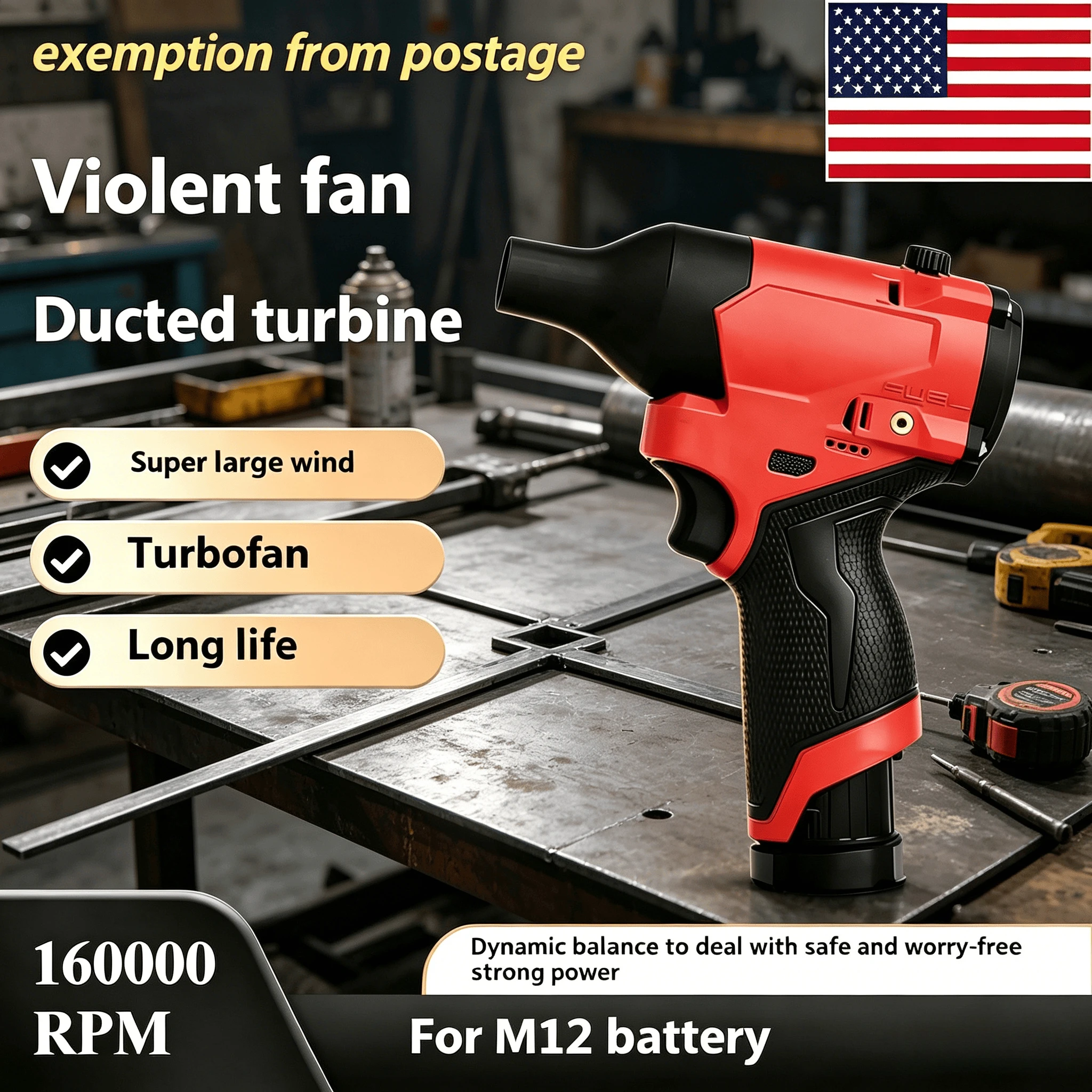 

Industrial Dust Removal Blower for Milwaukee M12 | Brushless High-Speed Air Duster for Workshop & Power Tools Cleaning