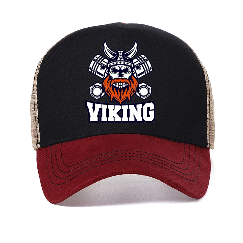 Funny Modern Skull Viking and Diesel men Baseball Cap fashion Men Diesel engine repairman hats viking Mesh Breathable hats