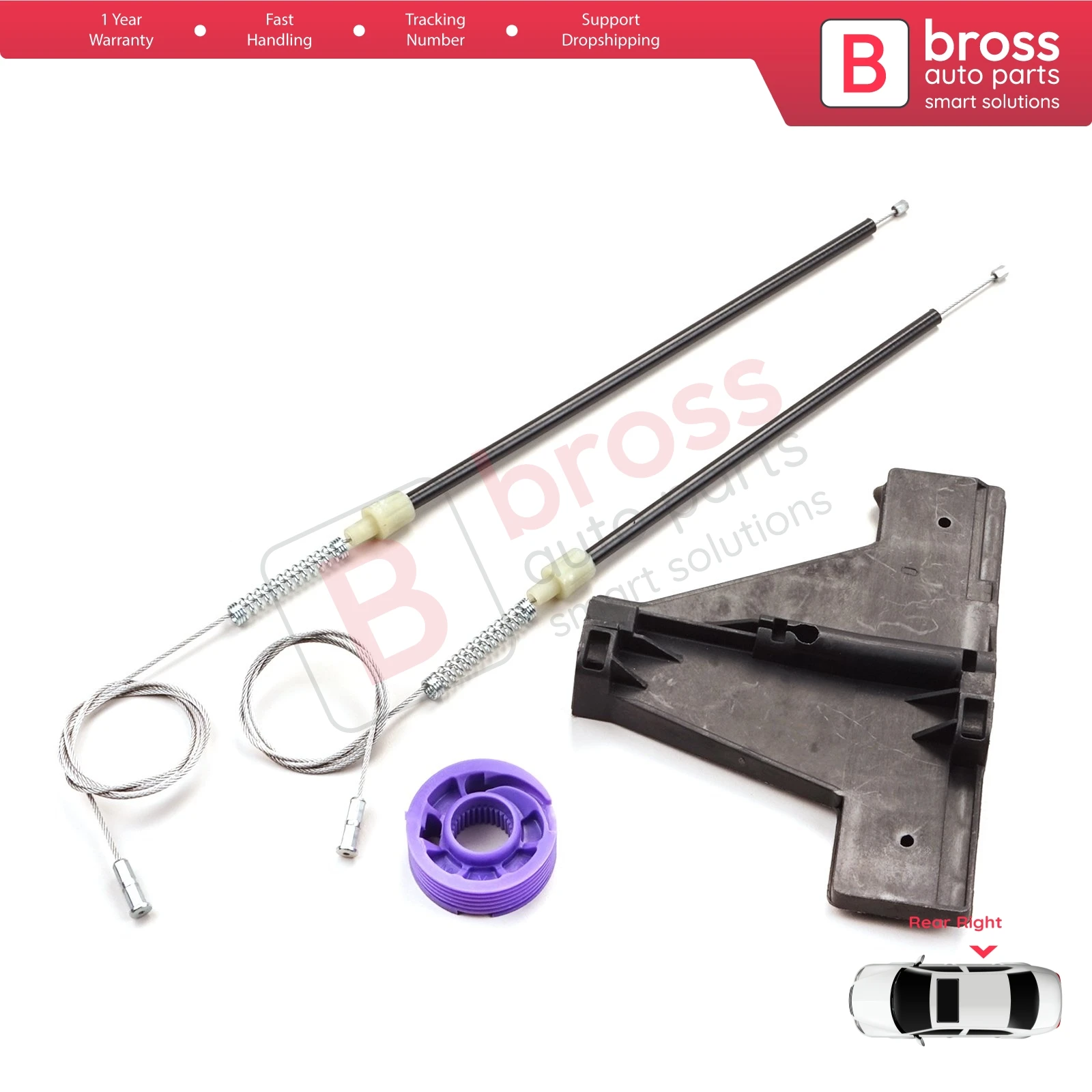 BWR968 Electric Power Window Lifter Regulator Repair Kit Rear Right Door for Audi A3 MK2 8P 8PA 8P1 2003-2013 4/5 Door 8P4839462