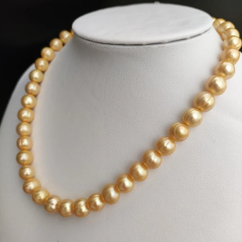 

Brilliant AAAA 11-10mm Pure Natural South Sea Gold Bead Necklace 18inch, 20inch, 35inch