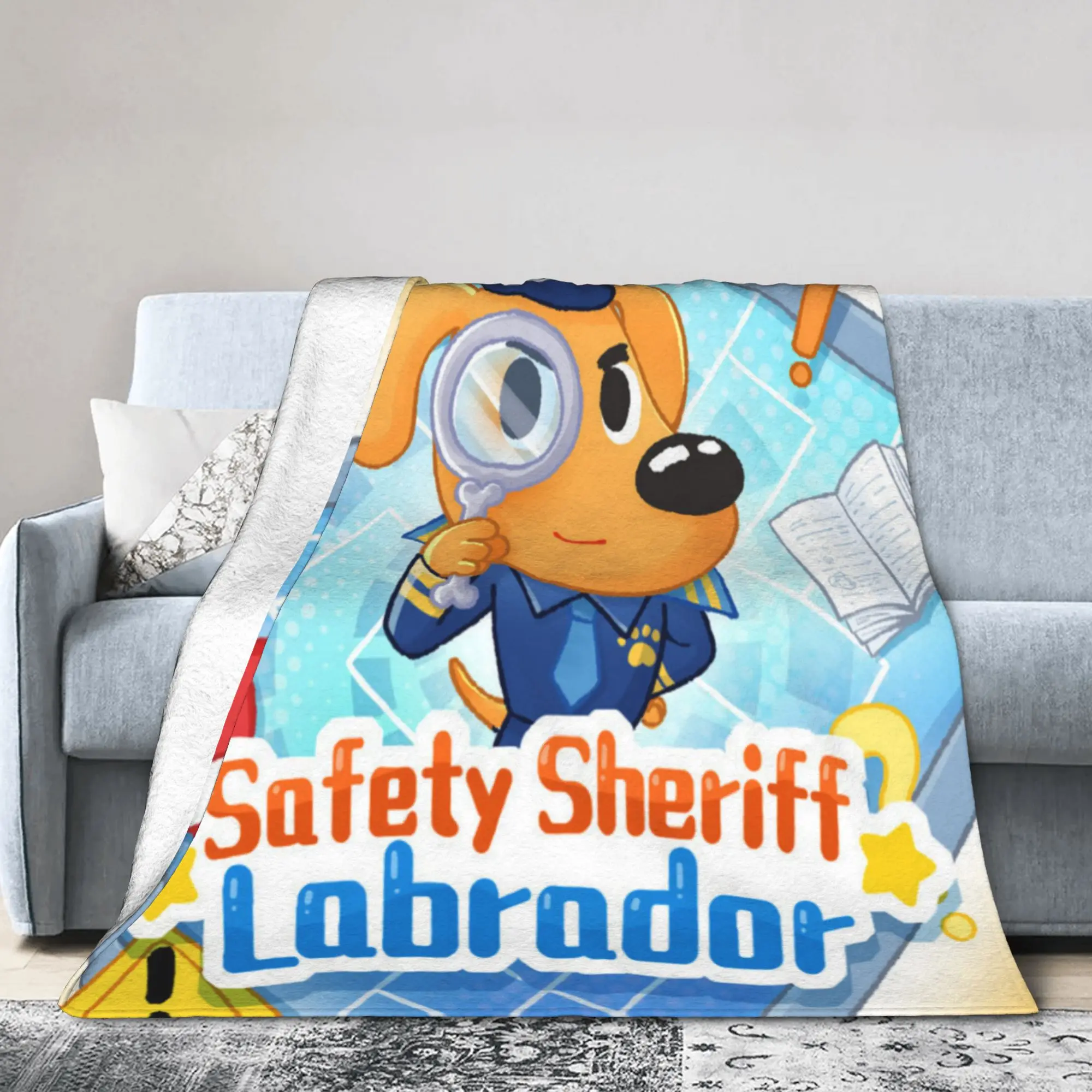 Cozy Safety Sheriff Labrador  Blanket Merch Room Decorative  Blanket Throw Lightweight Thin Flannel for Outdoor