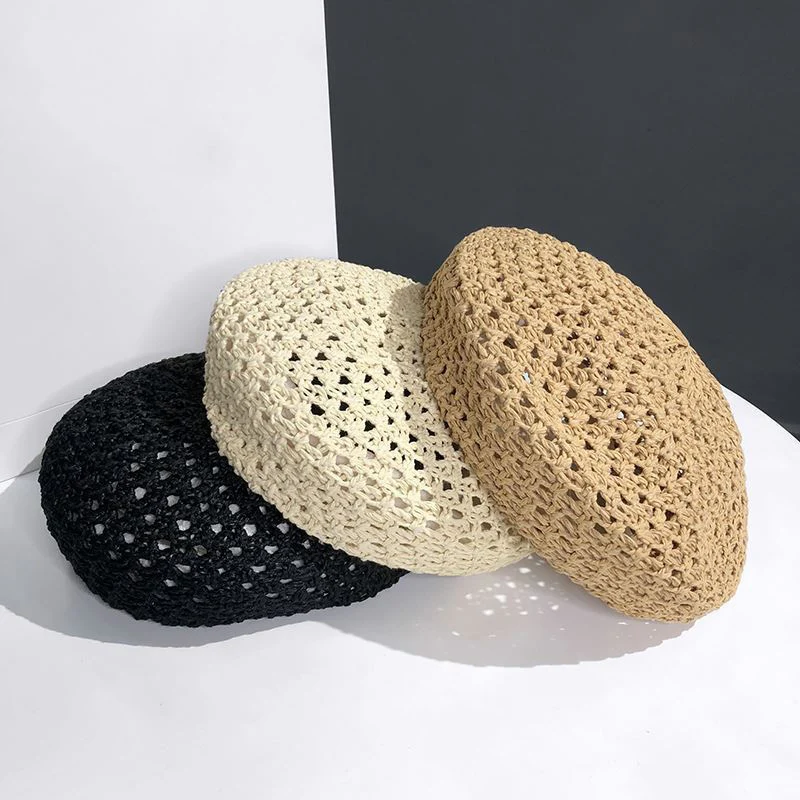 Japan Korea Style Paper Straw Beret Caps for Women Summer Breathable British Painter Hat Fashion Newsboy Hat Sombreros De Mujer