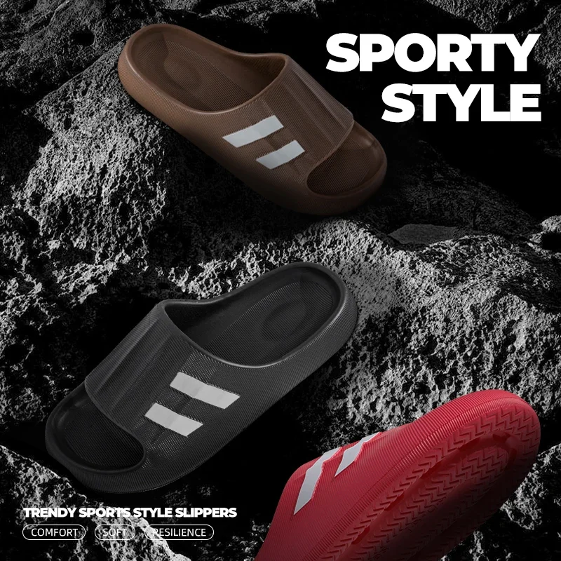 Street Fashion Men Thick Sole Summer Beach Slides Bathroom Anti Slip Slippers Women Soft Eva Sandals Couple Sport Casual Shoes