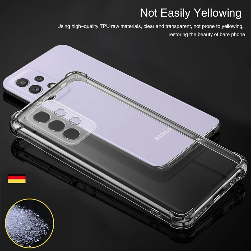 Shockproof Silicone Case for Samsung Galaxy A03 Core A03S A13 A23 A33 A53 A73 4G 5G Airbag Soft Transparent Original Cover Funda