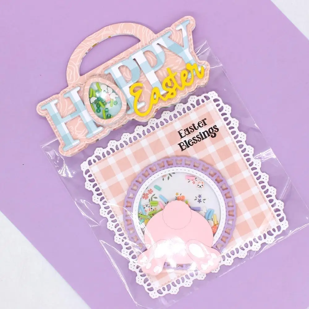KSCRAFT Hoppy Osterbeutel-Topper, Metall-Stanzformen, Schablonen für DIY Scrapbooking, dekorative Prägung, DIY-Papierkarte