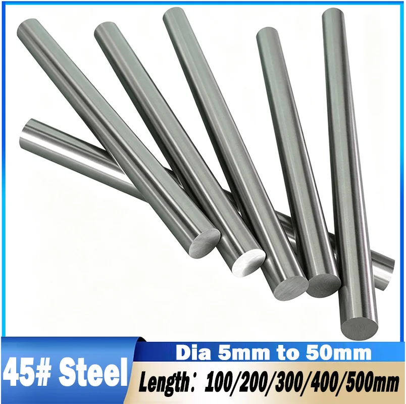 1Pcs Dia 5~50mm Linear Shaft Length 100/200/300/400/500mm Hardened 45# Steel Cylinder Liner Rail for 3D Printer Axis CNC Parts