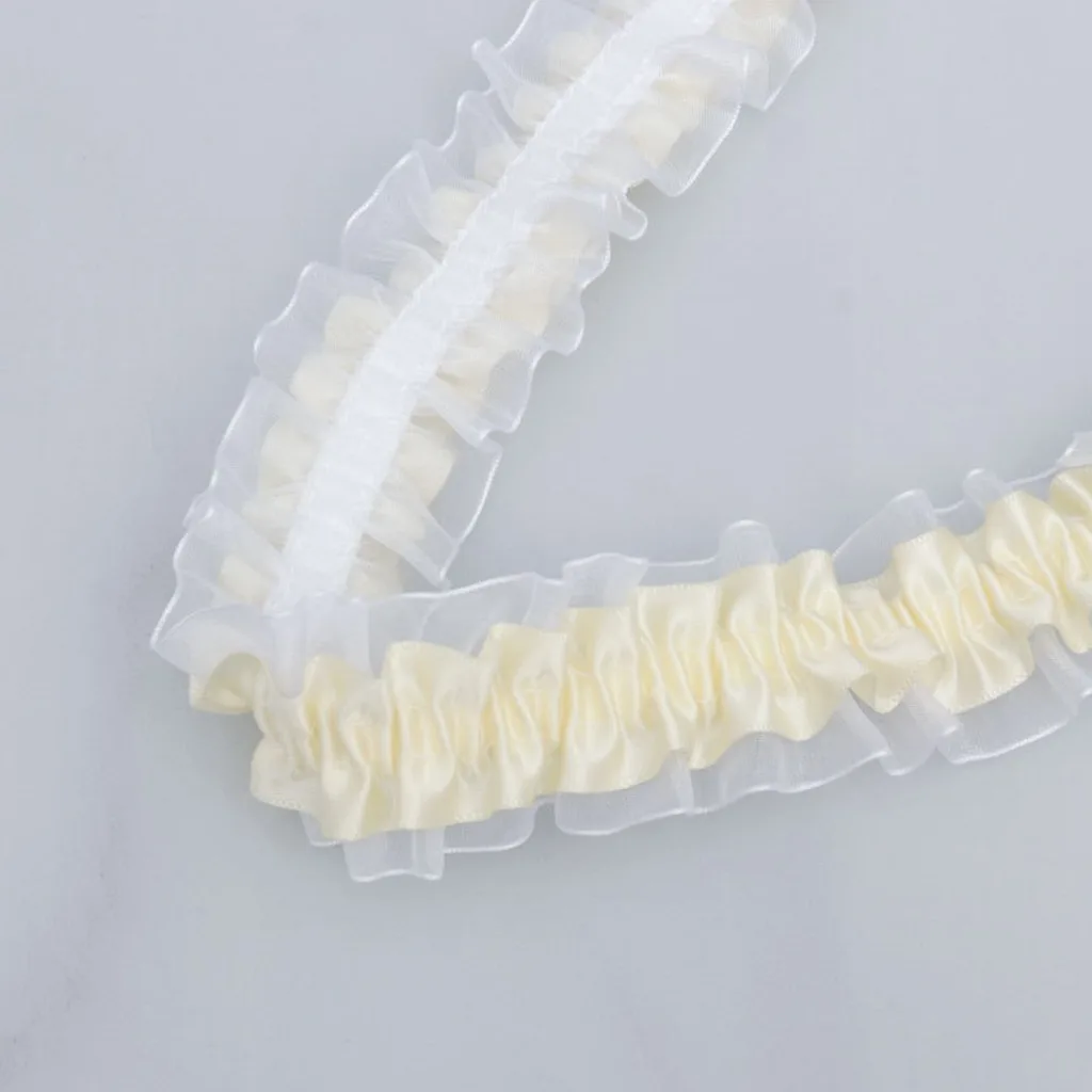 Diy Sewing Lace Pleated Elastic Polyester Chiffon Trim Chiffon Lace Decoration Smooth Double Layer Ruffled Lace For Home Textile