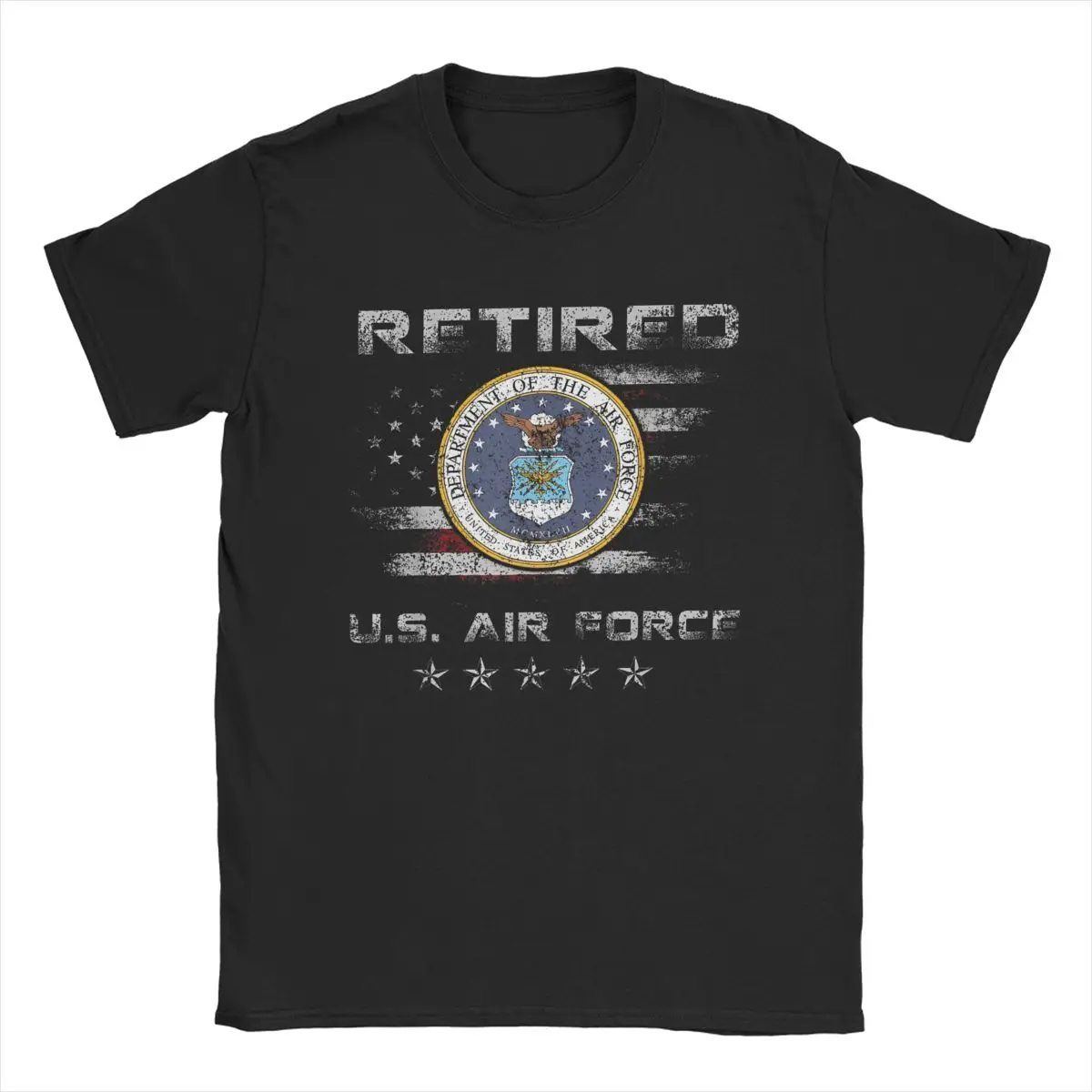 Vintage Retired US Air Force Veteran Patriotic Gift Men T Shirts USAF Airman Tee Shirt Military T-Shirts Cotton 6XL Clothing