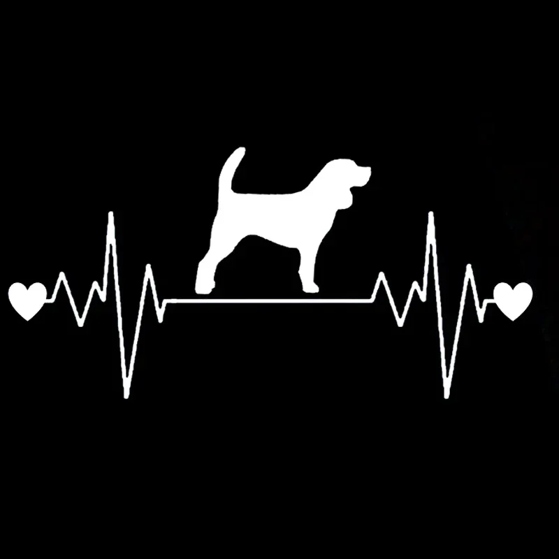 Fashion Cute Beagle Dog Heartbeat Lifeline PVC Black/Silver Car Sticker for BMW Stickers 16.4CM*7.9CM.