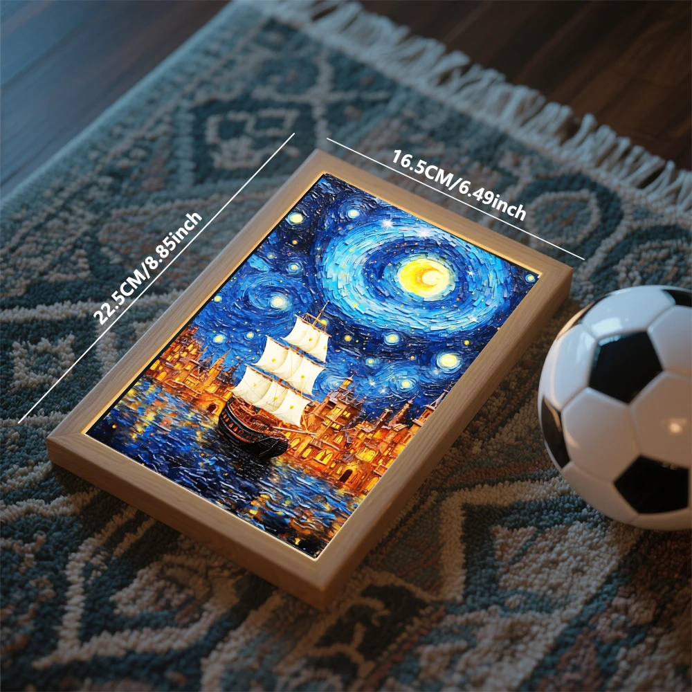 Led ضوء المصباح اللوحة إطار الصورة 2 في 1 مصابيح طاولة الحائط المصابيح أضواء الليل فان جوخ الفن مكتب Luces Decorativas هدايا المنزل #6